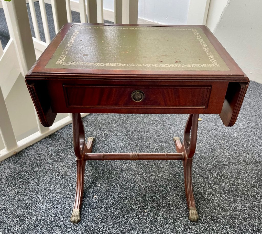 Engelse Regency-stijl mahonie drop-leaf bijzettafel, Ophalen