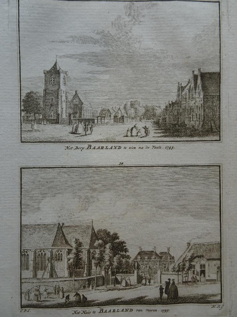 gravure Het dorp en huis Baarland, Zeeland 1745, Spilman, Verzenden
