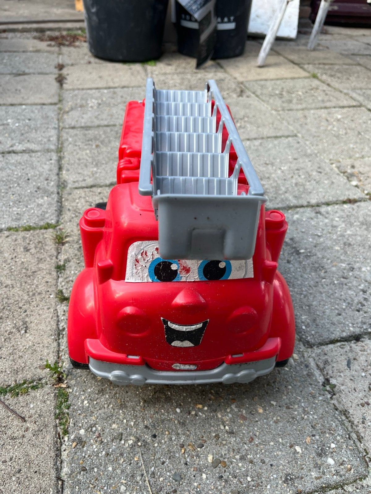 Rode brandweerauto speelgoed met ladder, Ophalen, Gebruikt