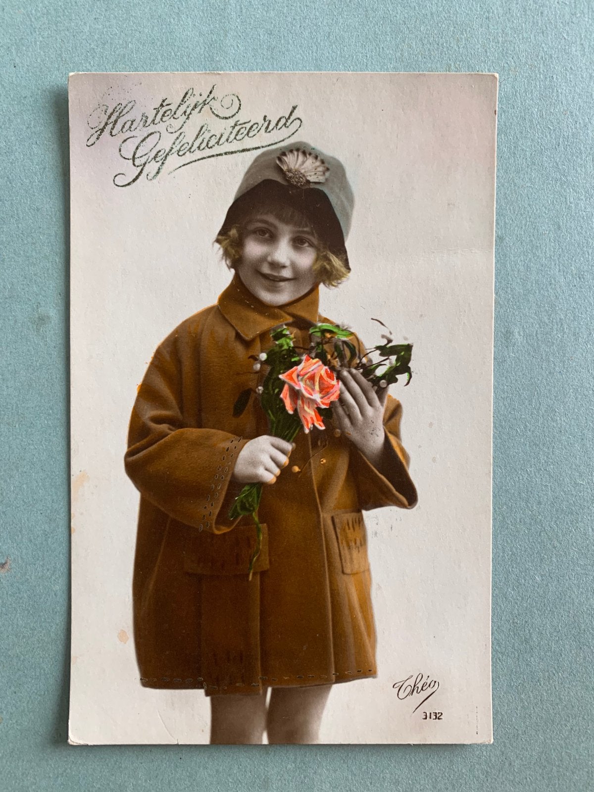1924 Meisje in bruine jas, Ophalen of Verzenden, 1920 tot 1940, Gelopen, Kinderen