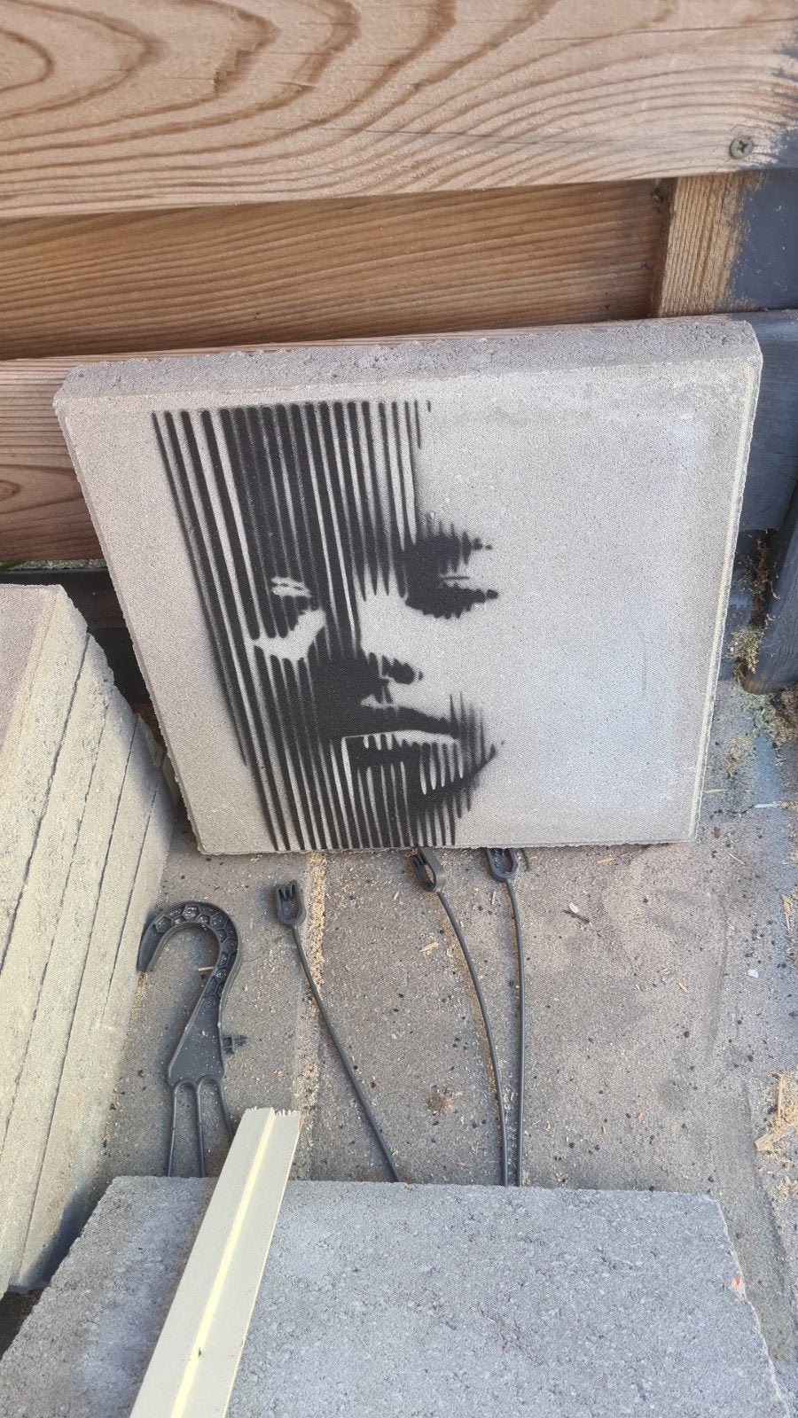 Stoeptegel Streetart Stencilkunst 30x30 - Uniek Gezicht, Ophalen of Verzenden