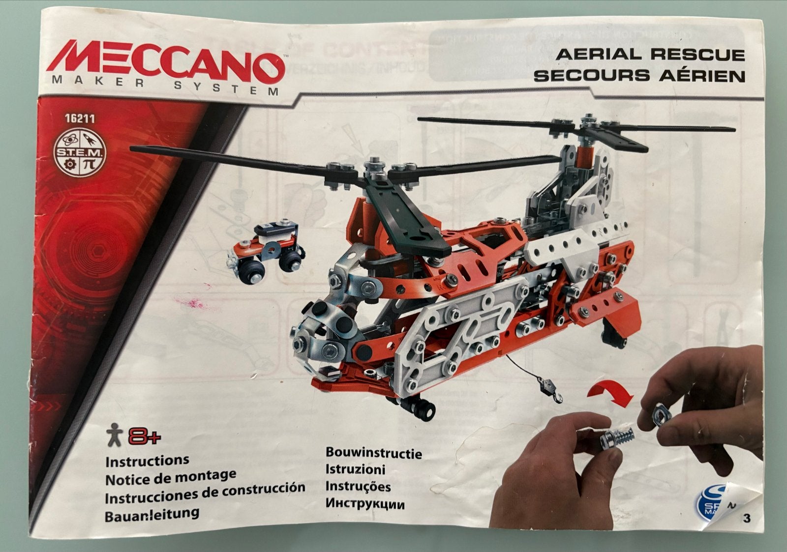 Meccano Maker System 16211 Aerial Rescue Helikopter, Ophalen, Voertuigen, Gebruikt, Meerkleurig