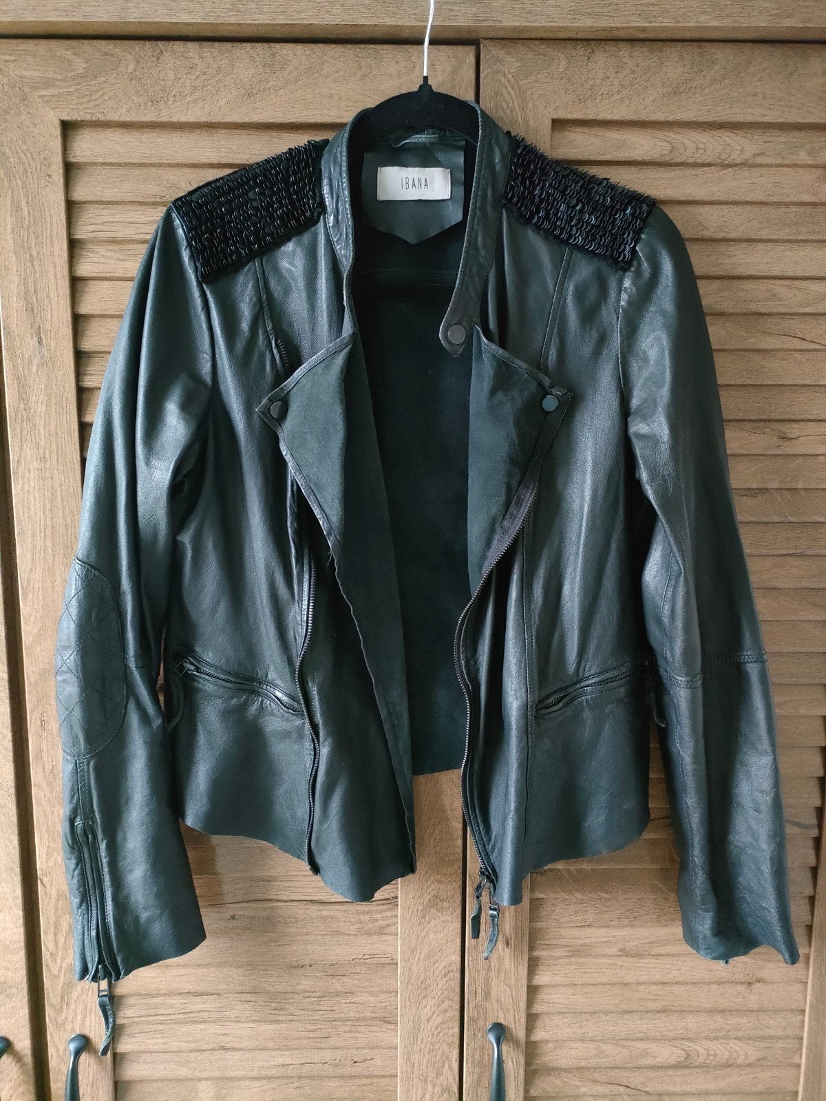 Ibana | Leren biker jasje | Maat L, Kleding | Dames, Zwart, Maat 42/44 (L), Ophalen of Verzenden, Jasje