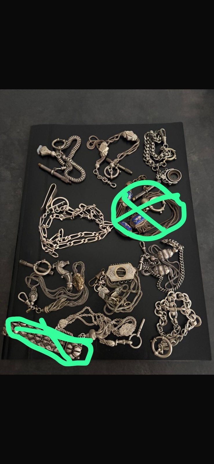 Partij zilveren sieraden - zakhorloge kettingen - chatelaine, Ophalen of Verzenden, Zilver