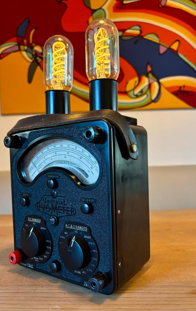 Tafellamp "A.V.O.Meter', Gebruikt, Ophalen of Verzenden, Vintage,Funky,Home,Decoratief,Cool,Industrieel,Design., Minder dan 50 cm