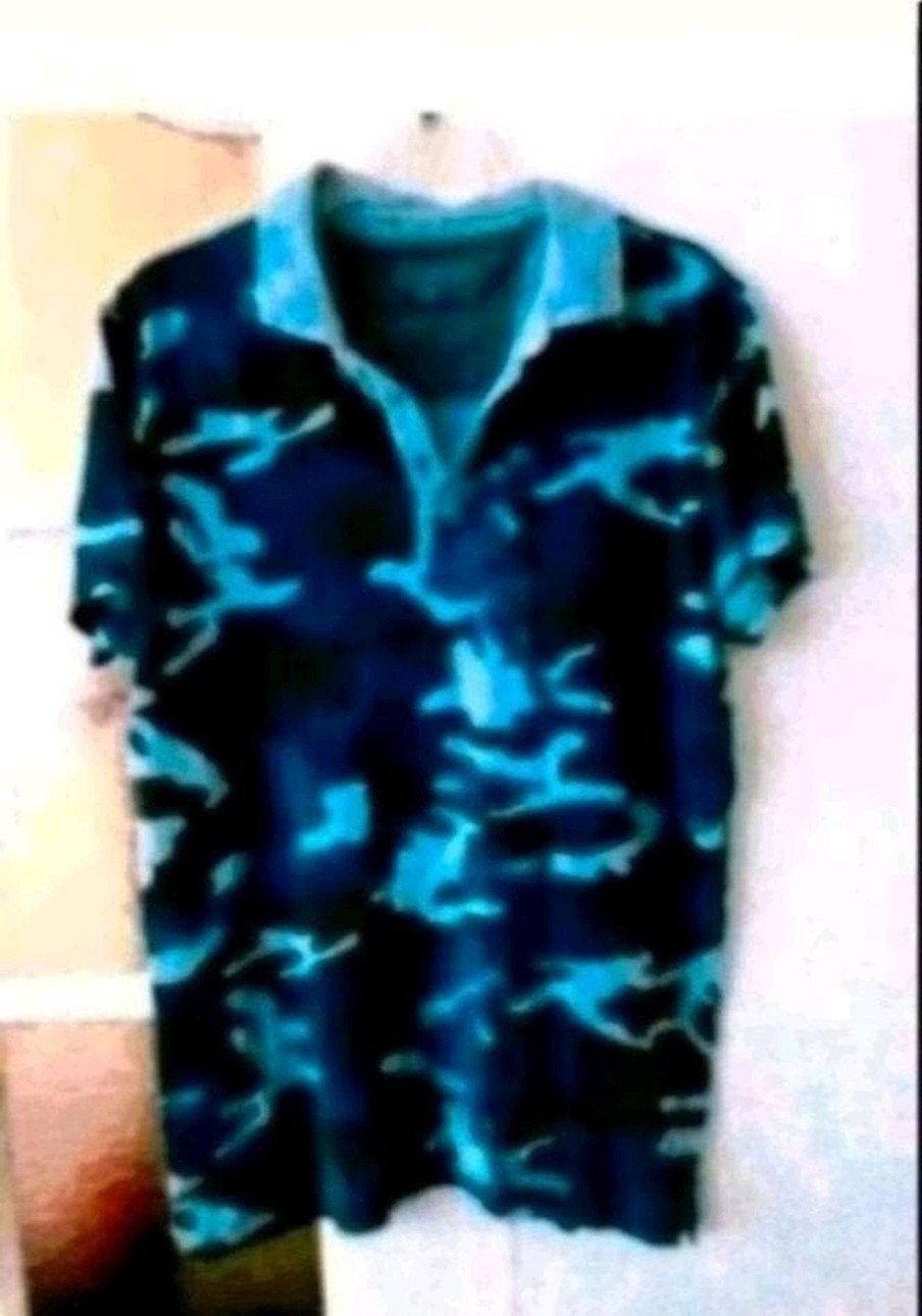Blauw legerprint polo, Kleding | Heren, Polo's, Ophalen of Verzenden, Zo goed als nieuw, Maat 52/54 (L), Blauw