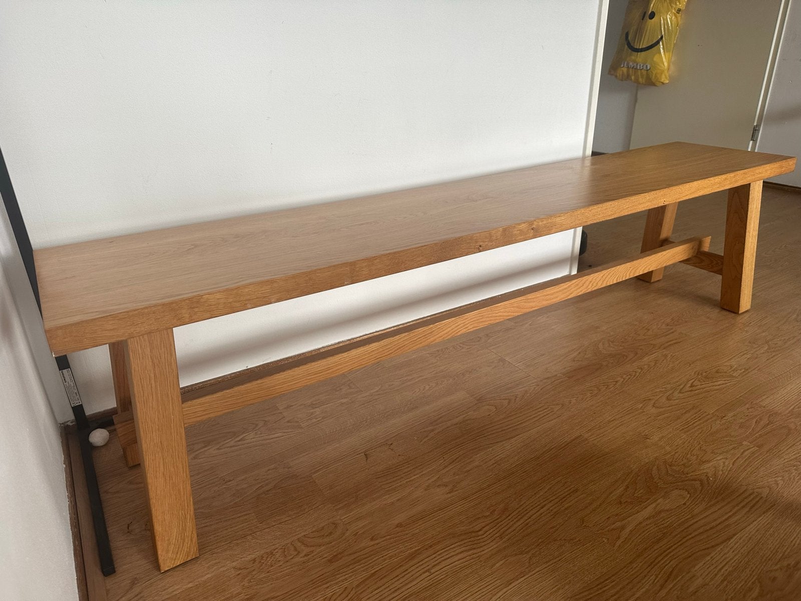 Massief houten bankje, eikenhout, 180 cm, Ophalen, Twee, Bruin, Zo goed als nieuw