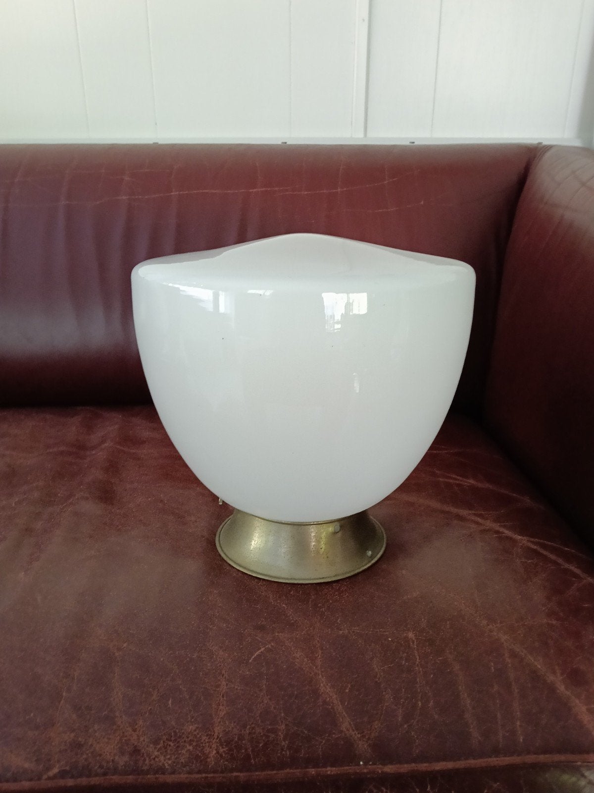 Vintage melkglazen plafondlamp - Hoogte 24 cm, Ø 25 cm, Ophalen of Verzenden