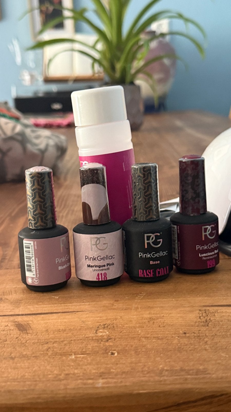 Pink Gellac set met lakjes, base coat en UV lamp, Ophalen of Verzenden, Zo goed als nieuw, Overige typen