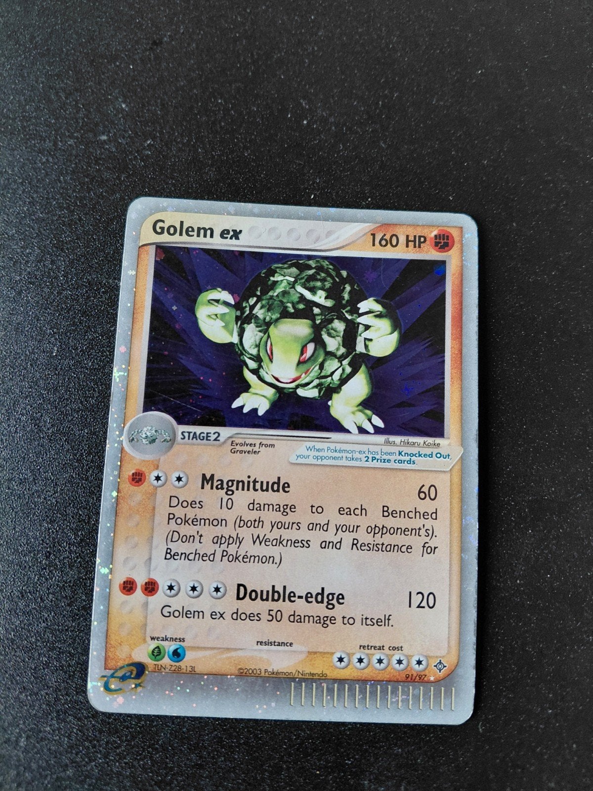 Golem EX Dragon 91/97 Pokémon Kaart - Lichte Gebruikssporen, Ophalen of Verzenden, Gebruikt, Losse kaart, Foil