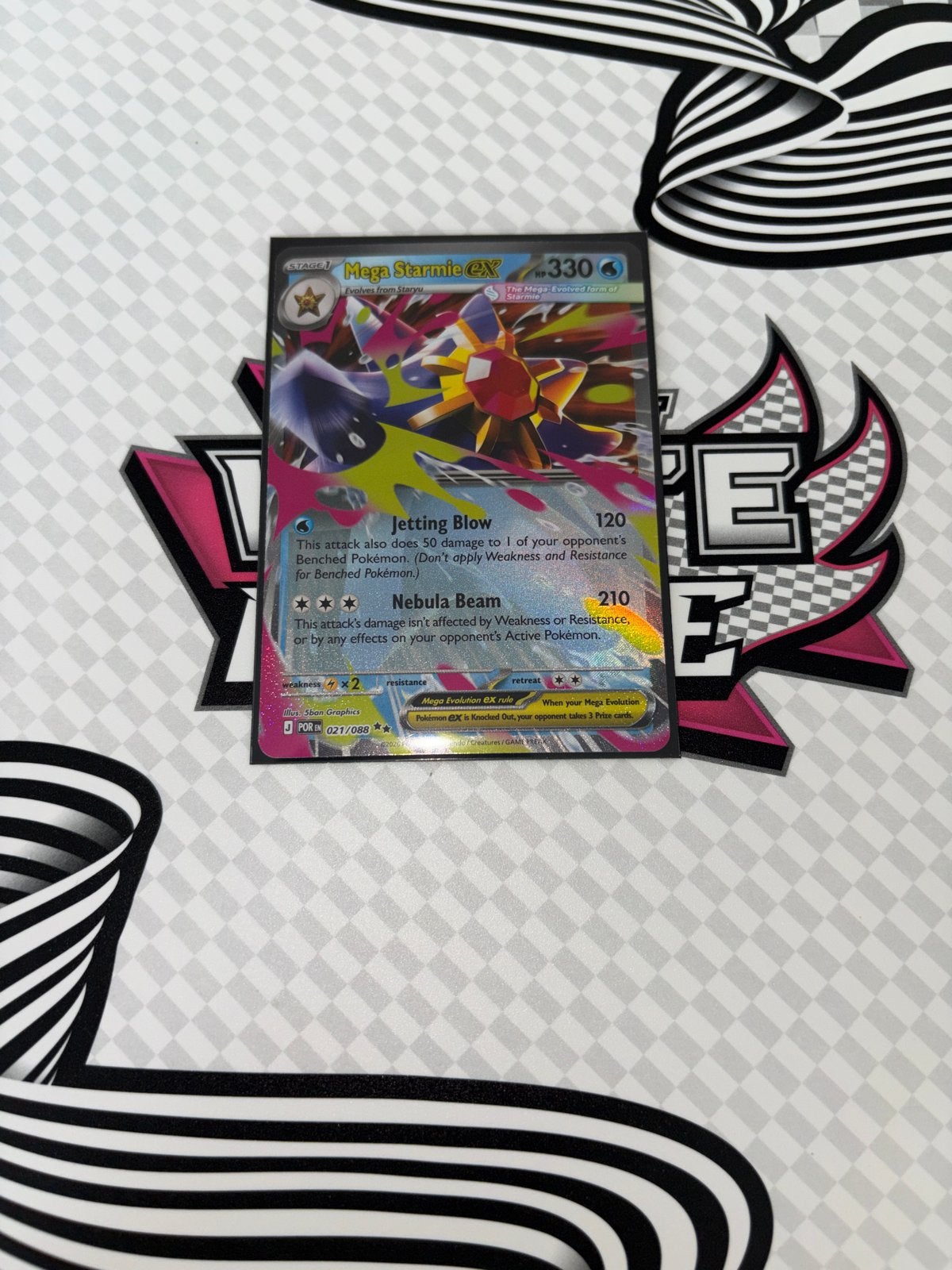 Mega Starmie EX Pokémon Kaart - Zeldzaam en Krachtig, Ophalen of Verzenden, Zo goed als nieuw, Losse kaart