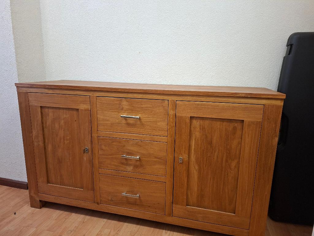 Teakhouten dressoir, Ophalen, Gebruikt, 150 tot 200 cm, Teakhout