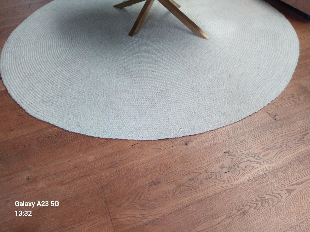 vloerkleed bodilson wol viscose, Ophalen, Wit, Bodilson wol viscose geweven, Rond