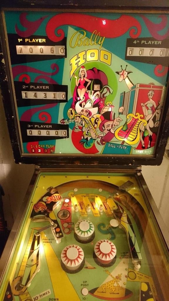 Bally Hoo flipperkast uit 1969, Verzamelen, Automaten | Overige, Ophalen, Gebruikt