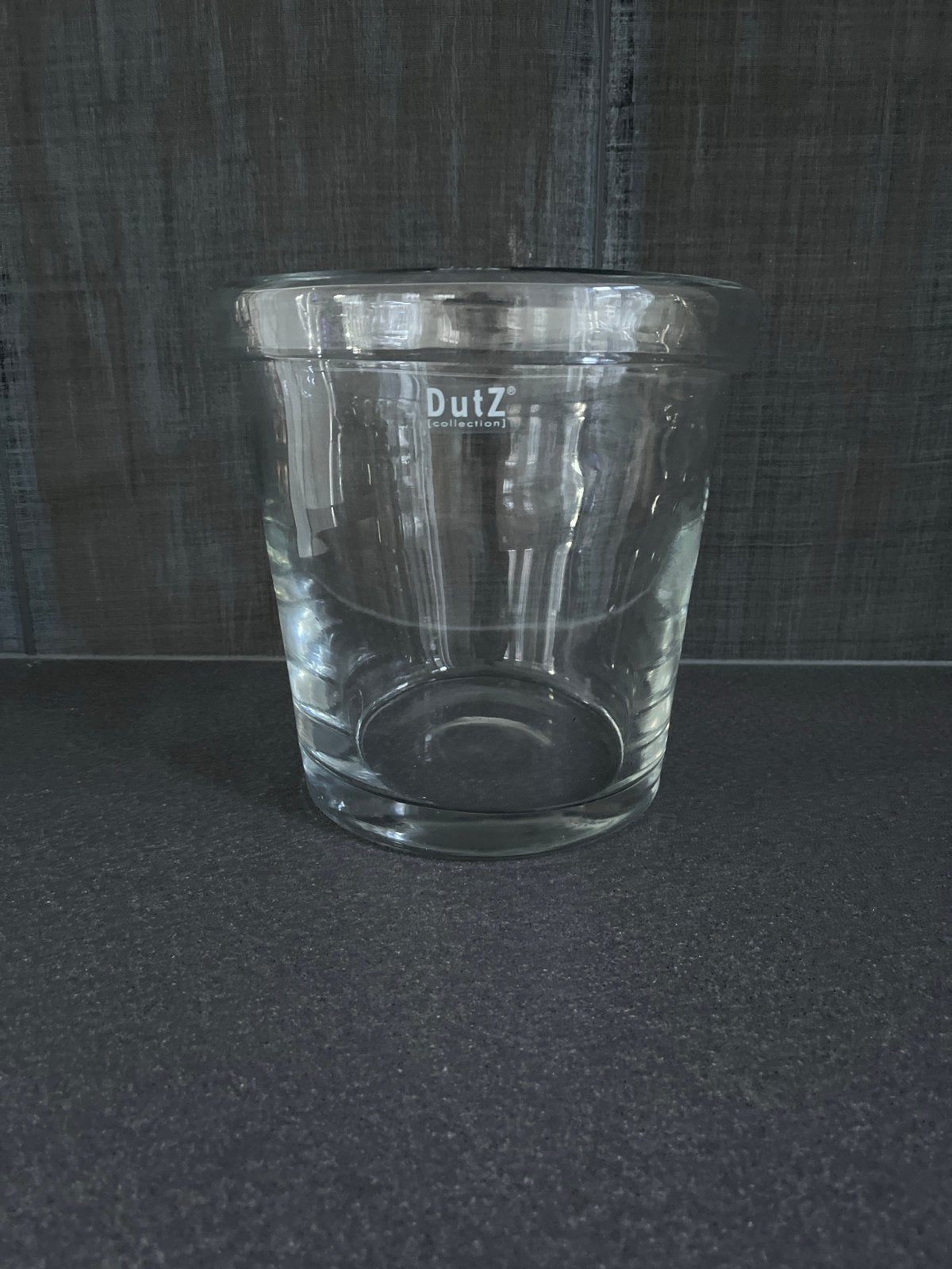 Dutz Glazen Vaas - 21cm Hoogte en Breedte, Huis en Inrichting, Ophalen of Verzenden, Zo goed als nieuw, Transparant, Glas