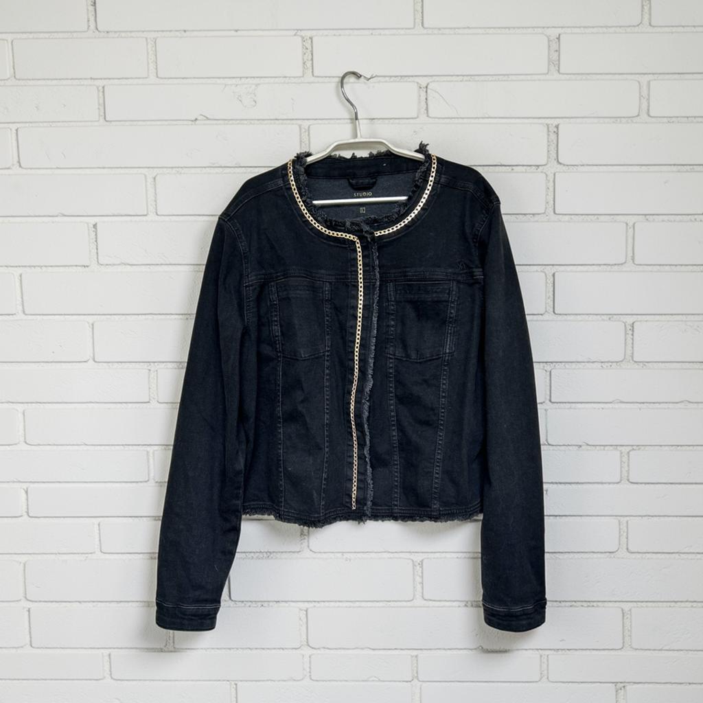 Studio Anneloes Jacket L Zwart Denim Ketting Rafels Brooklyn, Verzenden, Zwart, Sa, Maat 42/44 (L)