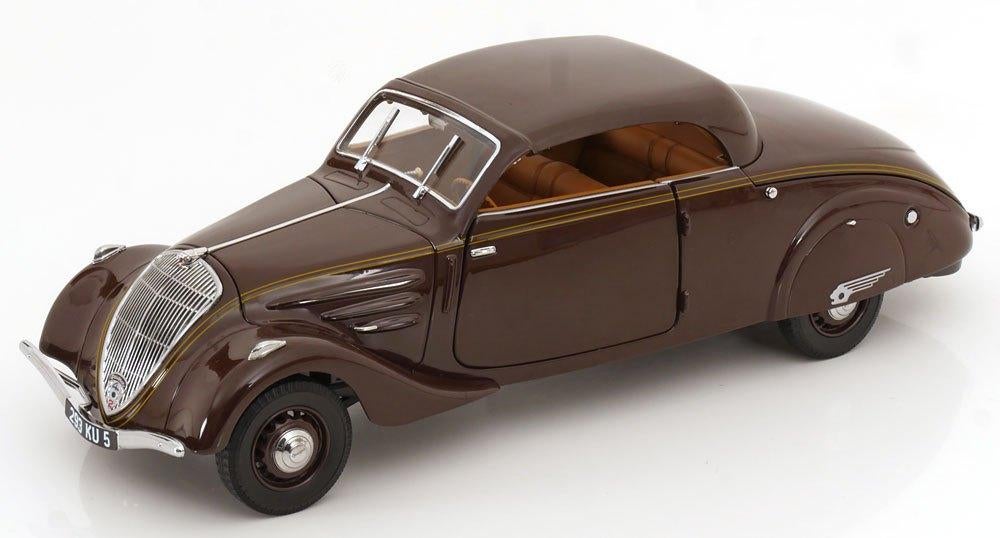 JSN Norev 1:18 Peugeot 402 Eclipse 1937 Chocolate, Hobby en Vrije tijd, Modelauto's | 1:18, -, Nieuw, Norev, Ophalen of Verzenden