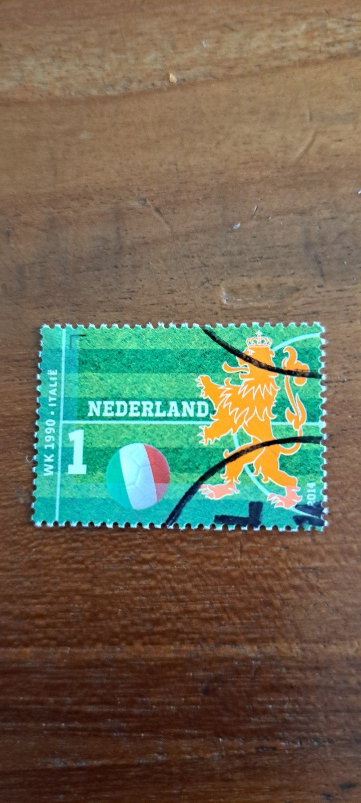 Zegel Voetbal Oranje WK 2014 .gestempeld, Ophalen of Verzenden