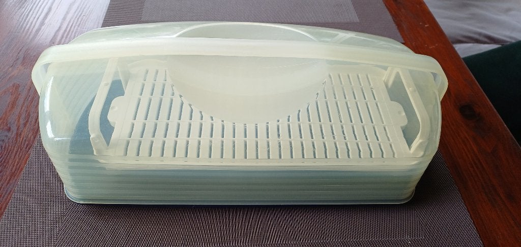 Tupperware gebaksschaal rechthoekig blauw wit ( Jola ), Overige materialen, Gebruikt, Verzenden, Schaal of Schalen