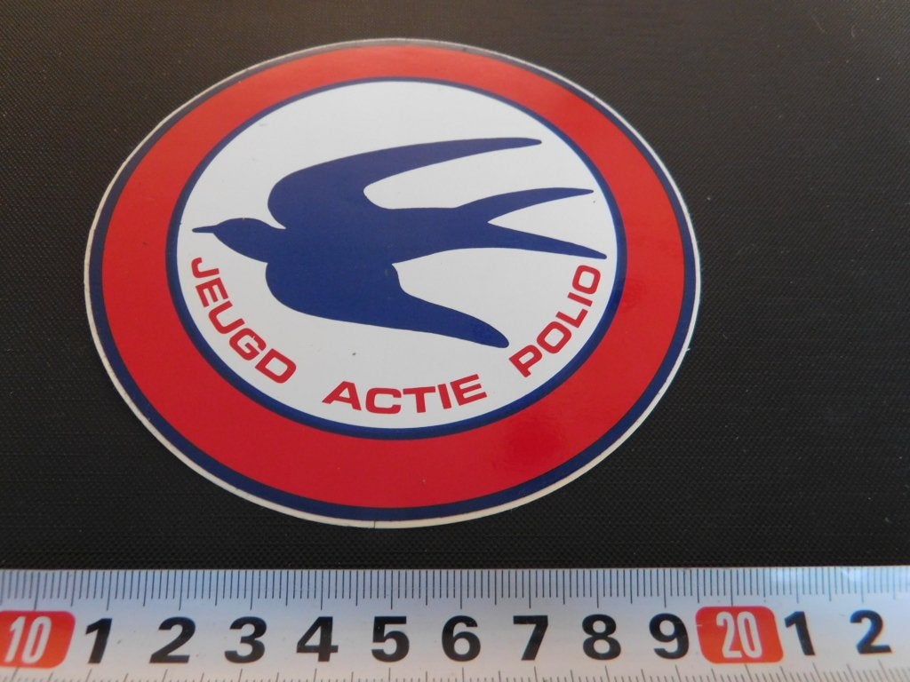 sticker zwaluw jeugd actie polio KNVB wit *, Ophalen, Zo goed als nieuw
