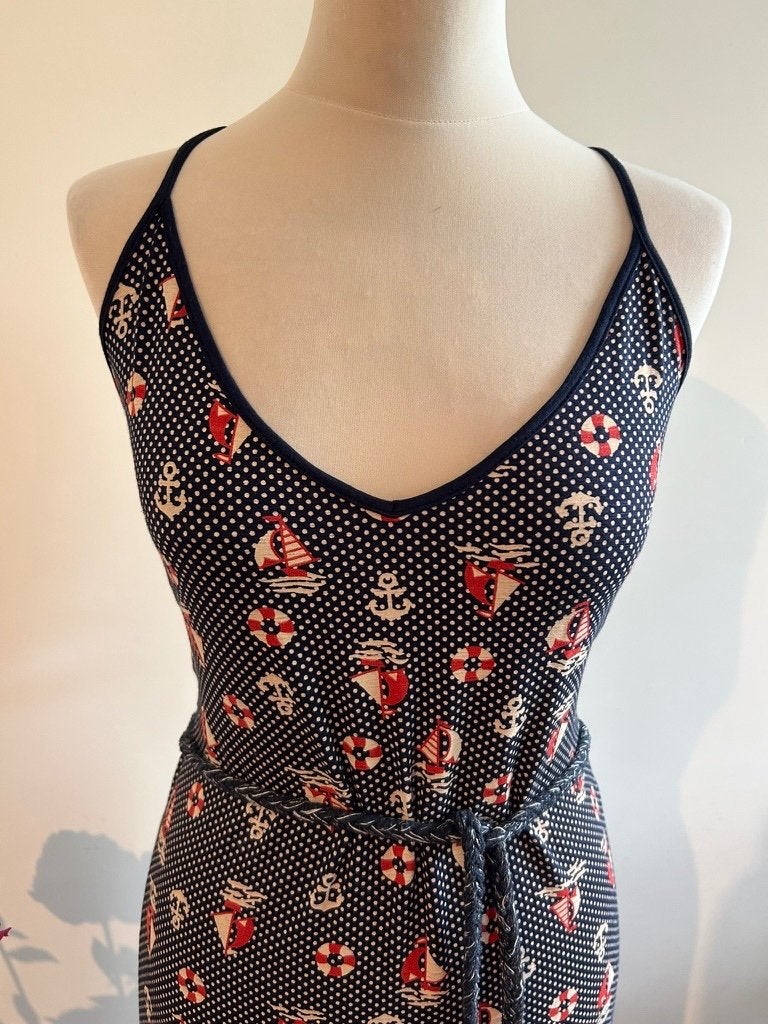 King Louie maat XL marine retro racerback jurk 3308, Blauw, Maat 46/48 (XL) of groter, Ophalen of Verzenden, Zo goed als nieuw