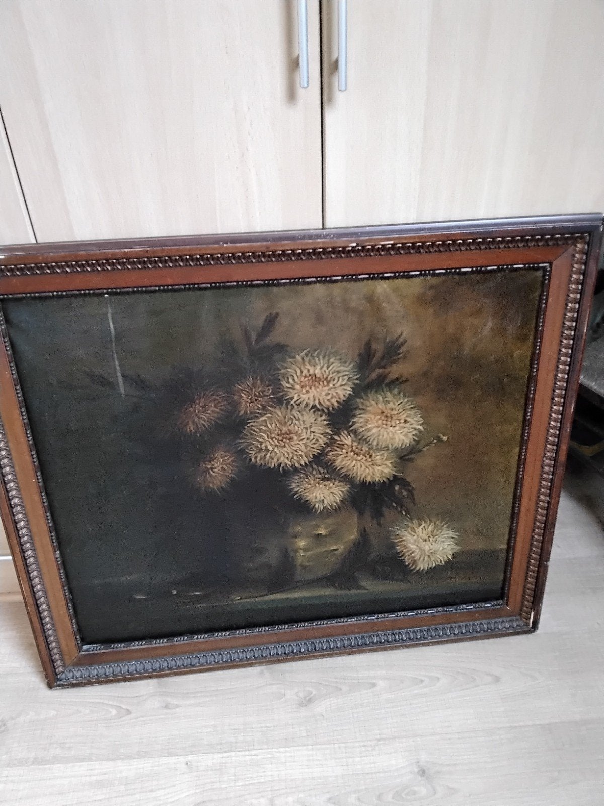 Oud olieverfschilderij: Stilleven met bloemen, gesigneerd, Antiek en Kunst, Ophalen