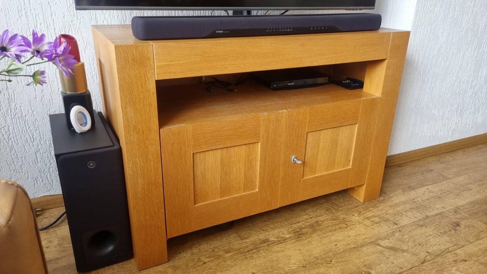 Eikenhouten TV-meubel en salontafel set, Ophalen, Zo goed als nieuw