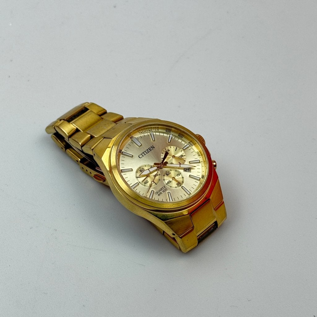 Citizen 0520-S114241 Gold Tone Stainless Steel Chronograph M, Citizen, Zo goed als nieuw, Support@citizen.com, Citizen Watch Co., Ltd. 1-12-32 Takeda, Fushimi-ku, 
Kyoto 612-8501
Japan