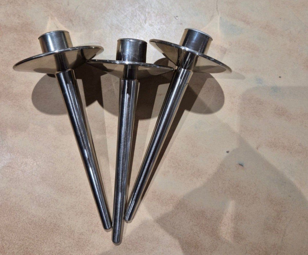 3x vintage kandelaar met staak, Ophalen of Verzenden, Onbekend, Onbekend, Onbekend