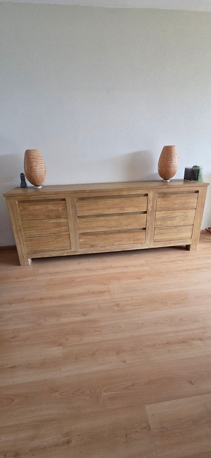 Complete set massief teakhout meubels: dressoir, tv-kast, ee, Ophalen, Teakhout, Met lade(s), Zo goed als nieuw