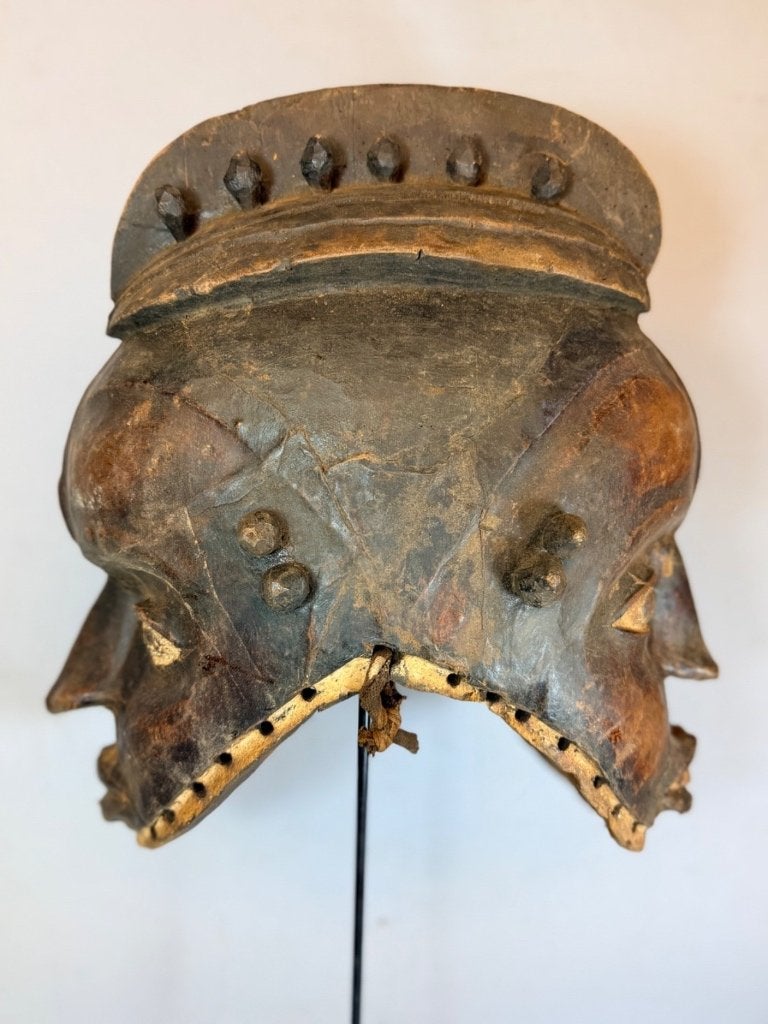 260821 Oud Afrikaans IGBO Janus helm Mask - Nigeria., Ophalen of Verzenden