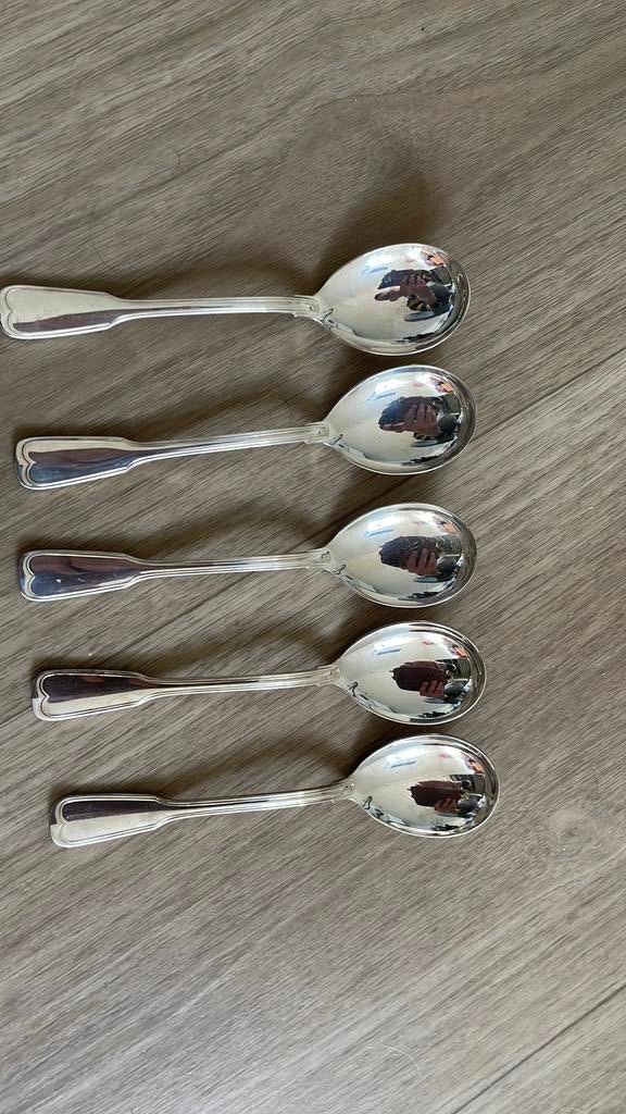 Dessertlepeltjes VKB verzilverd / zilver, Ophalen of Verzenden, Zilver