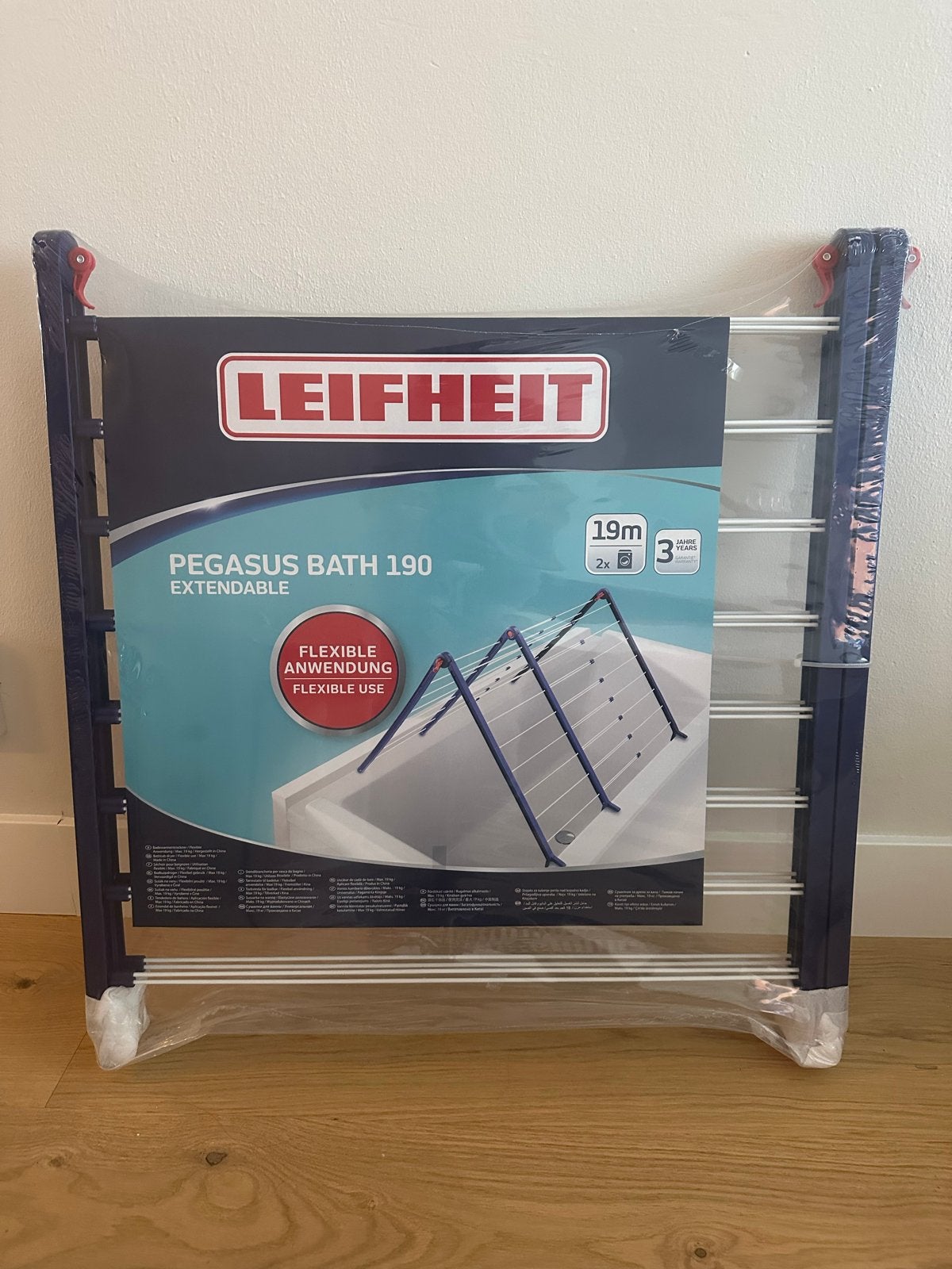 Nieuw Leifheit Pegasus Bath 190 uitschuifbaar wasrek, Ophalen, Nieuw