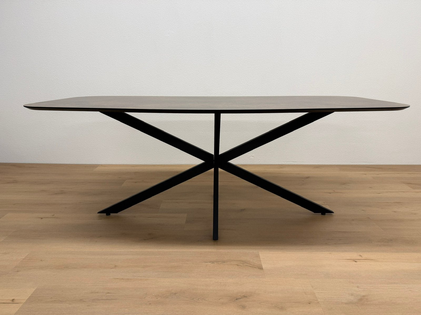 Deens ovale eettafel 200x100 - Roest HPL - Direct Leverbaar, Huis en Inrichting, 100 tot 150 cm, 200 cm of meer, Ophalen of Verzenden