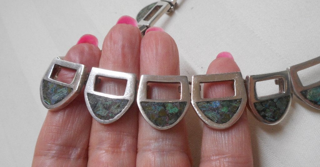 Zilveren zwaar vintage collier Mexico nr.1196, Sieraden, Tassen en Uiterlijk, Kettingen, Verzenden, Zo goed als nieuw, Zilver