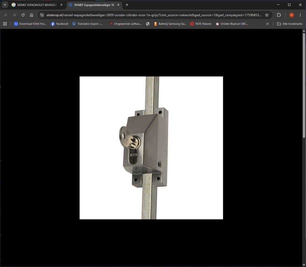 NIEUW NEMEF ESPAGNOLET BEVEILIGER, Ophalen of Verzenden, Nieuw, Overige materialen, Slot