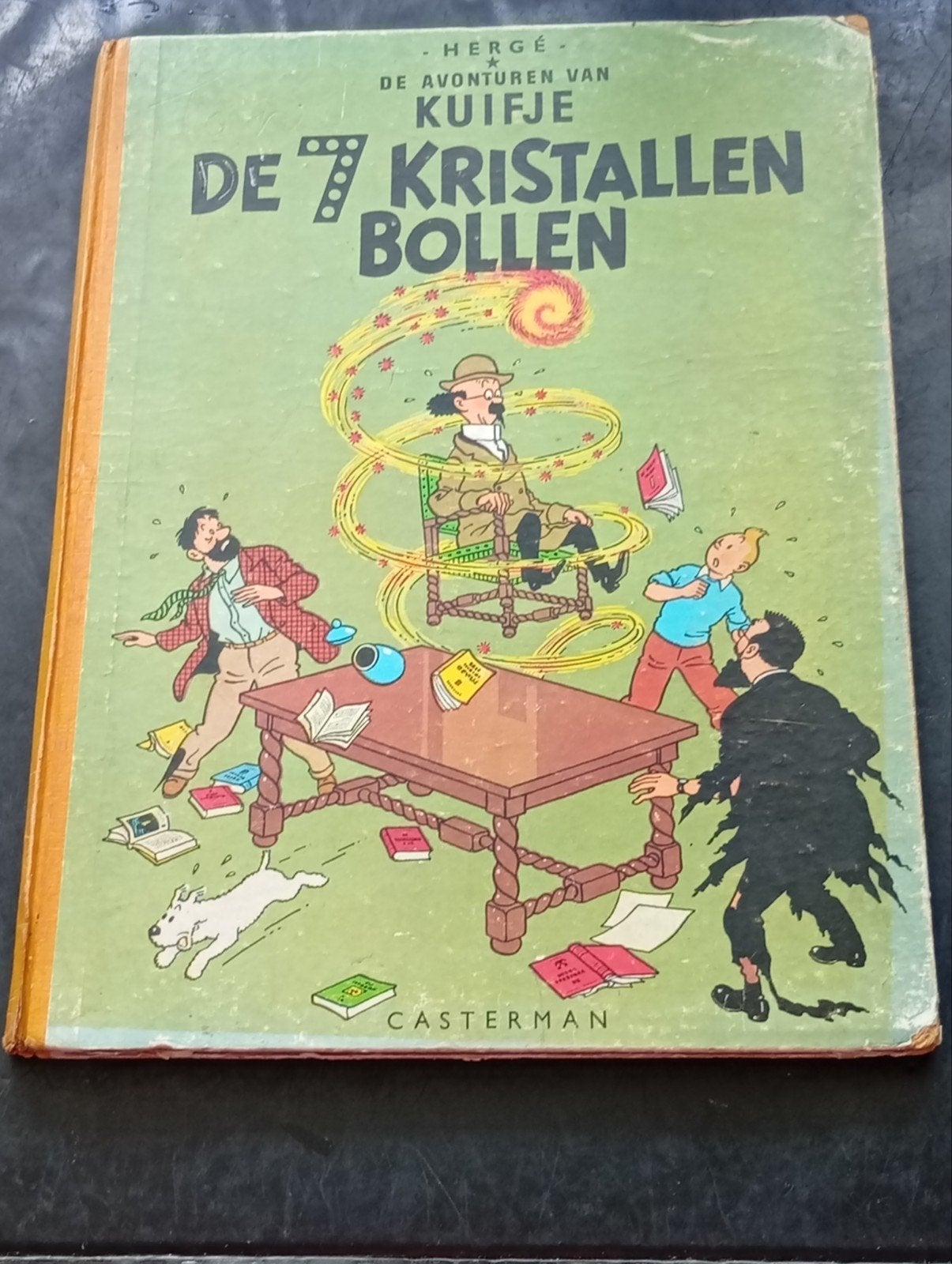 Kuifje: De 7 Kristallen Bollen, hardcover Herdruk uit 1956!!, Eén stripboek, Ophalen of Verzenden, Gelezen