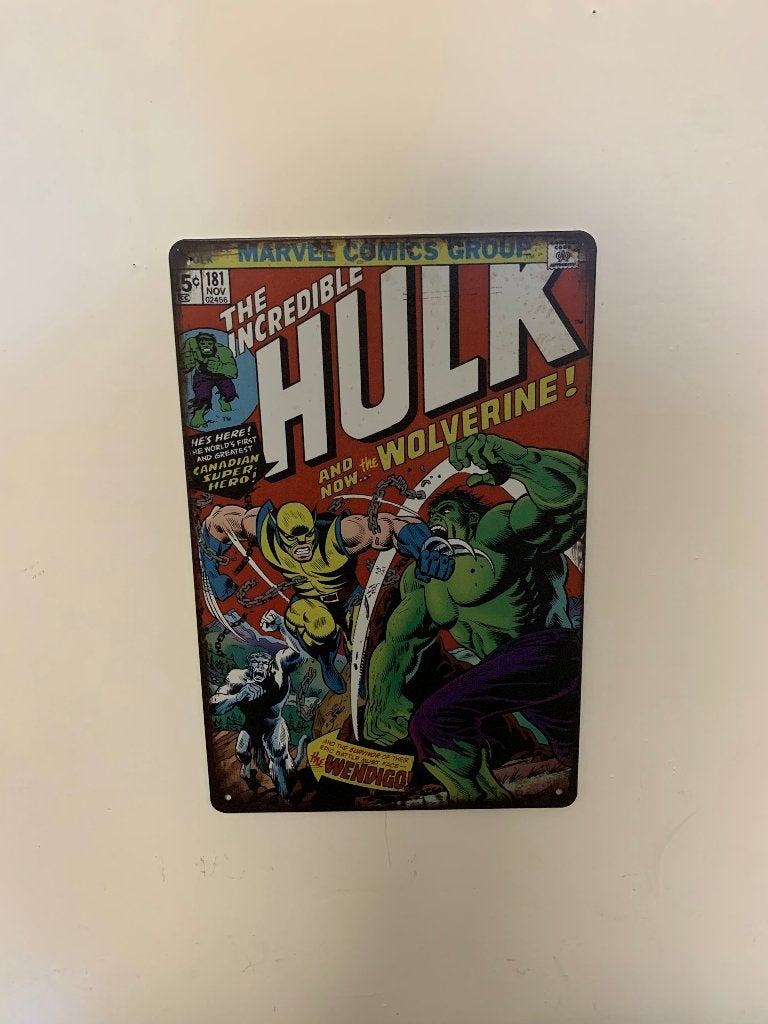 Hulk Marvel Metalen Bord 20x30cm Vintage Superheld, Ophalen of Verzenden, Nieuw, Reclamebord