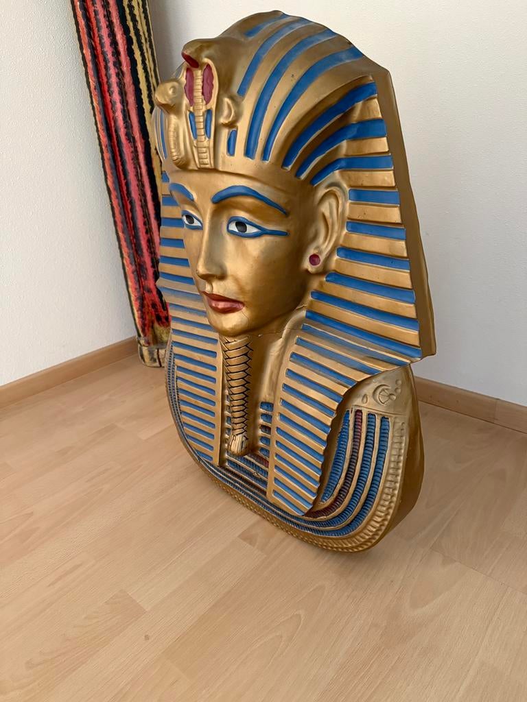 Grote Egyptische Farao Wanddecoratie / Beeld – Goud & Blauw, Ophalen