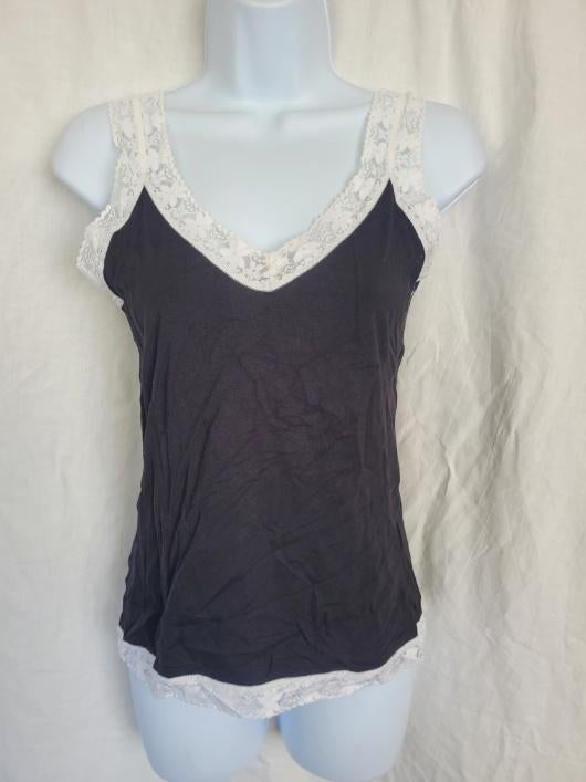 Mooi hemd, zwart met witte kant mt 40/42 merk Mels Lingerie, Hemd, ., Zwart, Ophalen of Verzenden