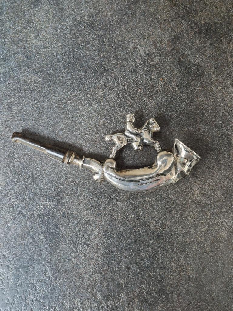 zilveren bruidegomspijpje 19 de eeuw man op paard, Antiek en Kunst, Antiek | Goud en Zilver, Ophalen of Verzenden, Zilver