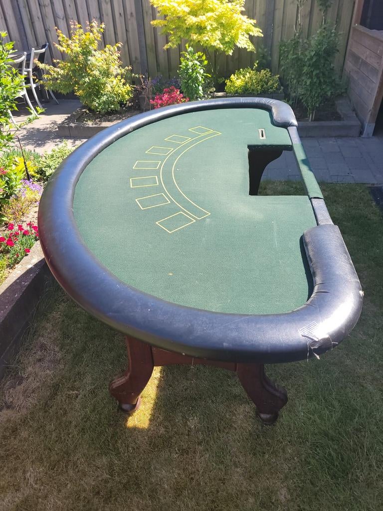 Luxe blackjacktafel met houten onderstel! Unieke tafel!, Vijf spelers of meer, Ophalen of Verzenden, Gebruikt