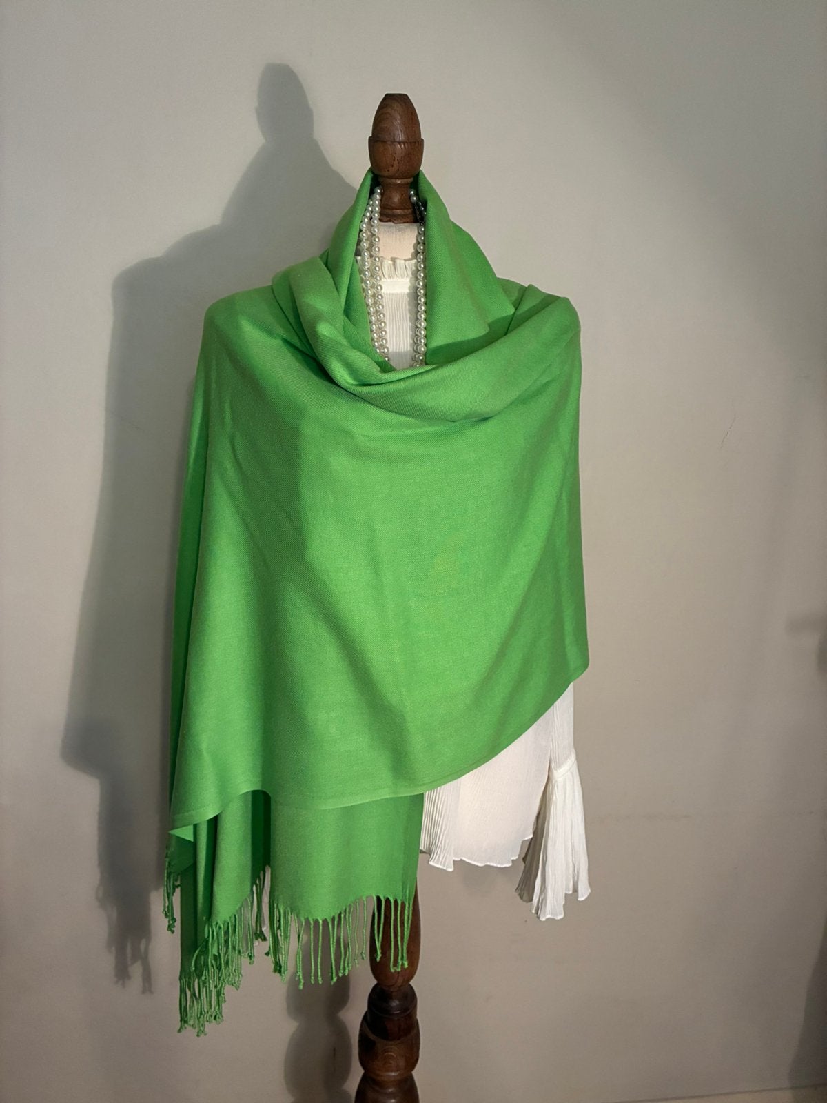 STOLA/OMSLAGDOEK GREEN CASHMERE/ZIJDE, Verzenden, Zo goed als nieuw, Sjaal
