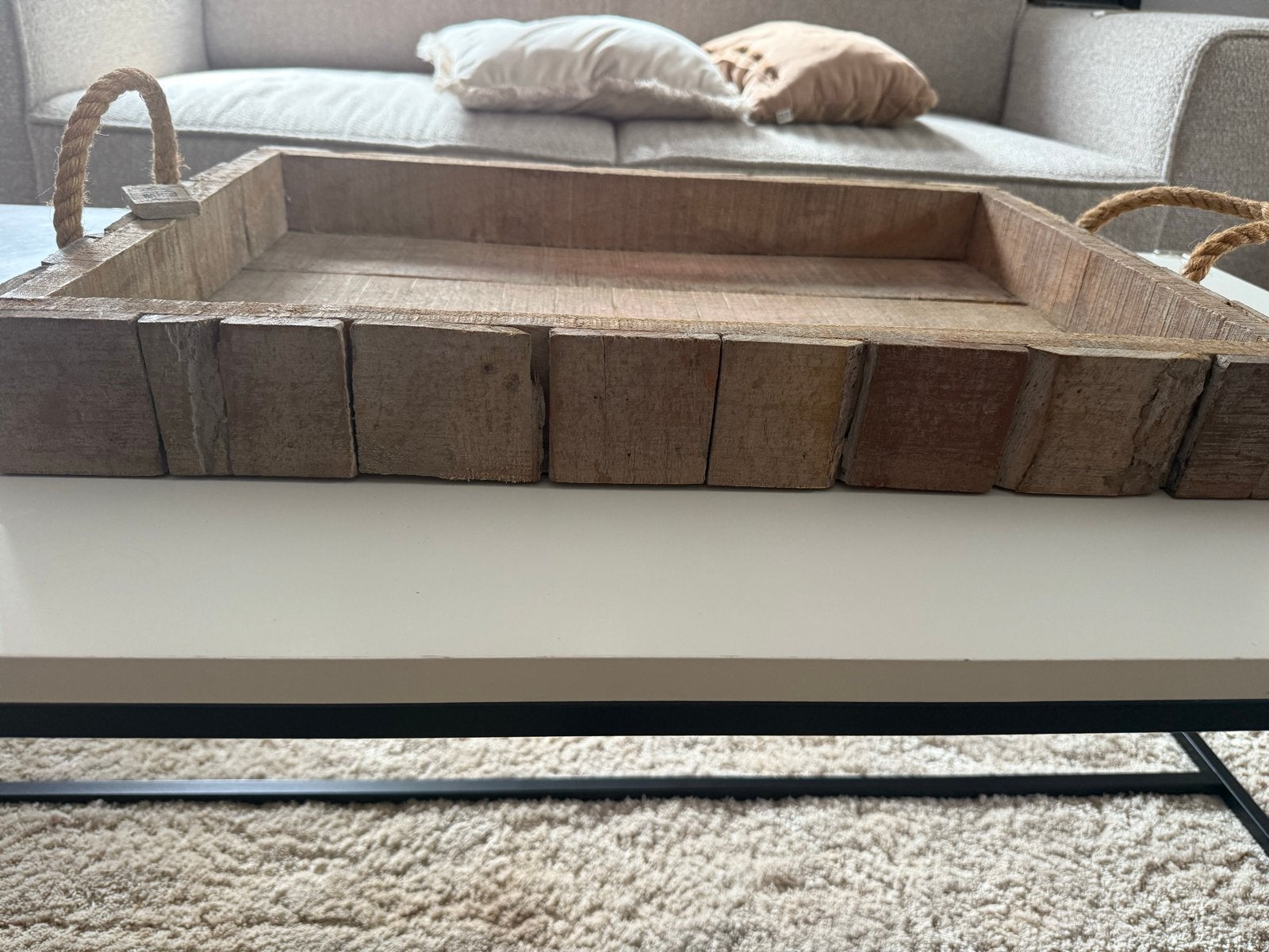 Massief houten dienblad Rivera Maison 60x40cm, Ophalen, Nieuw, Dienblad, Met handvatten