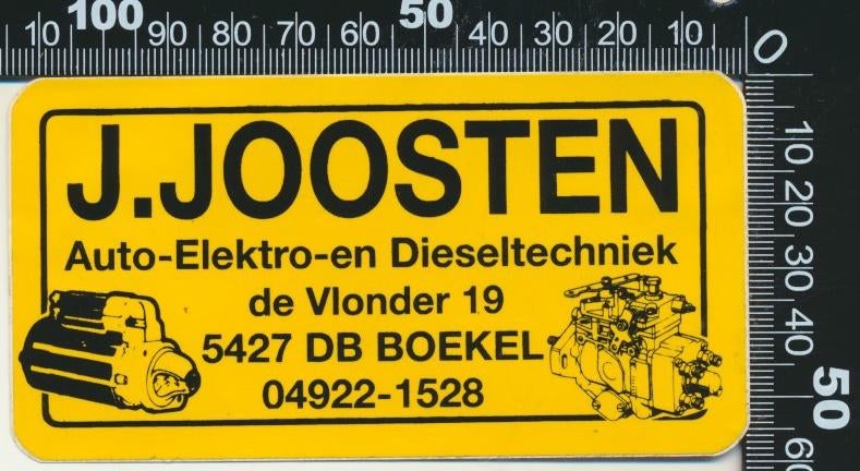 Sticker: Joosten Auto Elektro en Dieseltechniek - Boekel, Verzamelen, Stickers, Zo goed als nieuw, Auto of Motor, Ophalen of Verzenden
