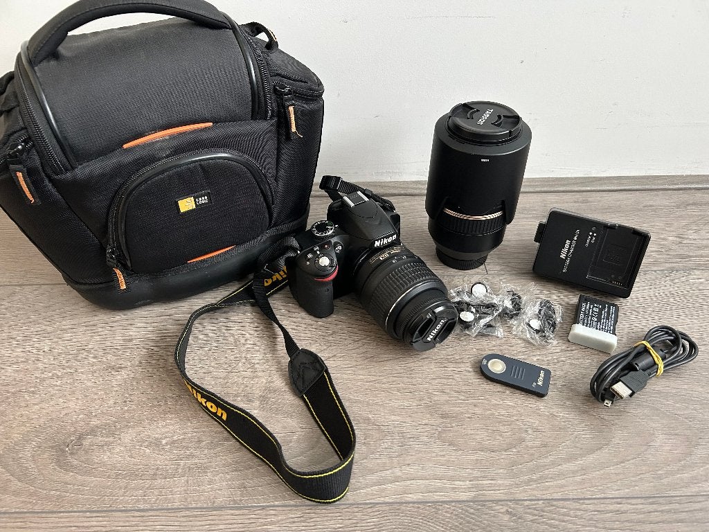 Nikon D3200 complete cameraset + 2 lenzen & accessoires, Ophalen of Verzenden, Zo goed als nieuw, Nikon, Geen optische zoom