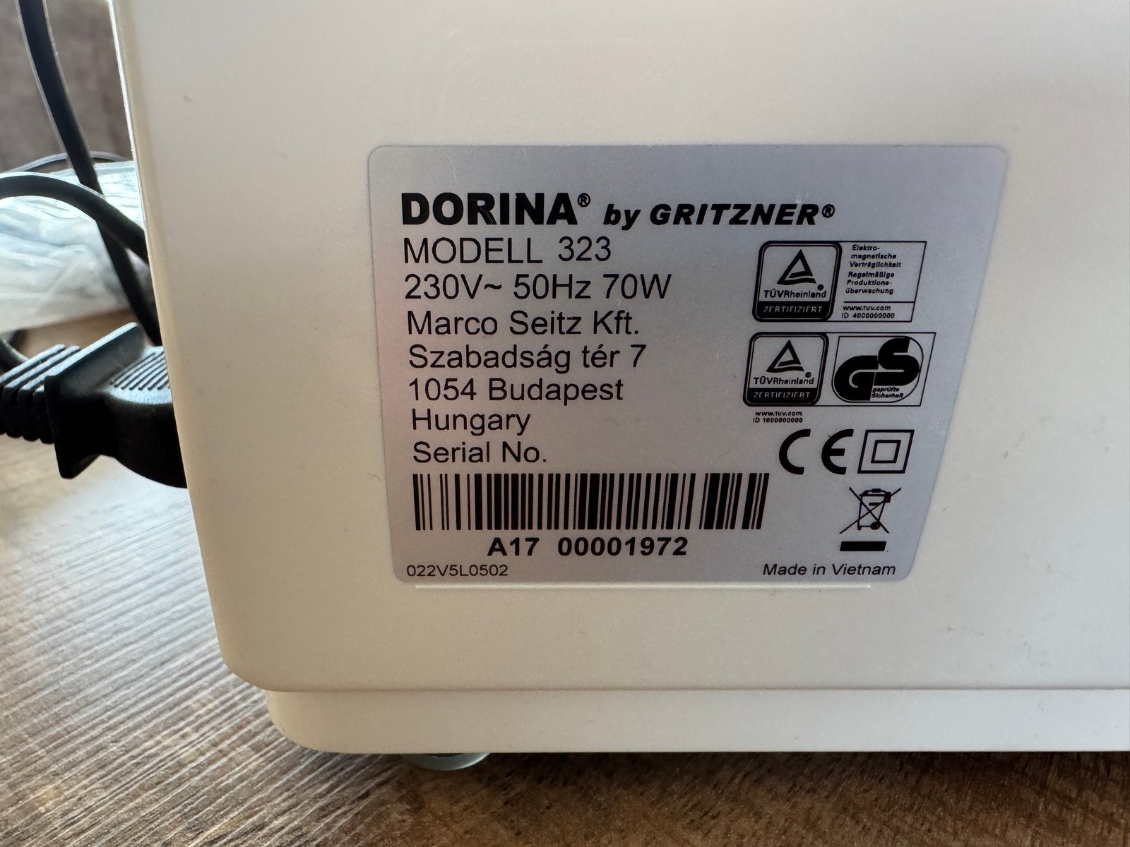 Dorina by Gritzner 323 Naaimachine - Zo goed als nieuw, Hobby en Vrije tijd, Nieuw, Naaimachine, Industrieel, Ophalen