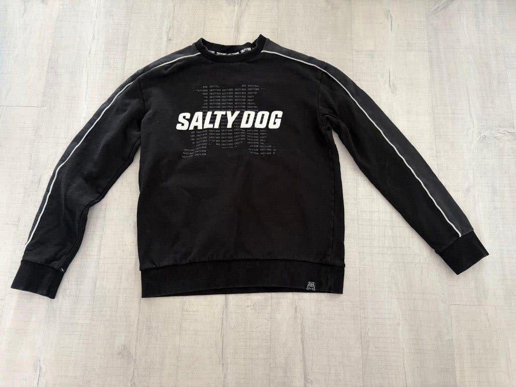 Prachtige stoere sweater / trui zwart Salty Dog mt 170 - 176, Trui of Vest, Ophalen of Verzenden, Zo goed als nieuw, Salty Dog