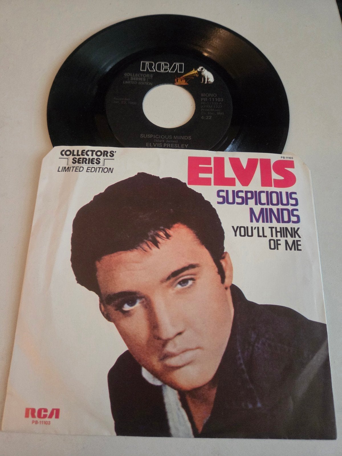 Elvis Presley - Suspicious Minds 7 inch vinyl single, Cd's en Dvd's, Vinyl Singles, Limited edition, Gebruikt, 7 inch, Ophalen of Verzenden