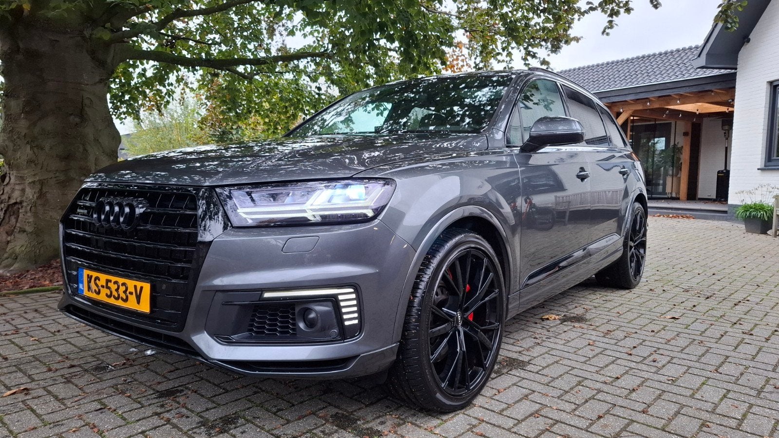 Audi Q7 3.0 TDI 374pk E-tron Quattro daytona grijs 2016, Auto's, Automaat, Zwart, 258 pk, 2420 kg